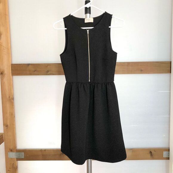 ANTHRO EVERLY Metallic Shimmering Fit & Flare Sleeveelss Front Zipper Dress Sz S - Picture 1 of 6